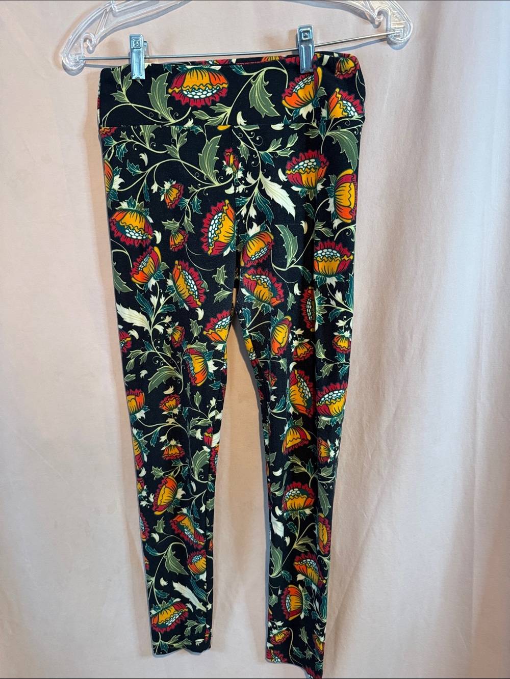 Lularoe  Floral Print Black Leggings
